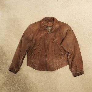 Ladies Brown Leather Jacket Small